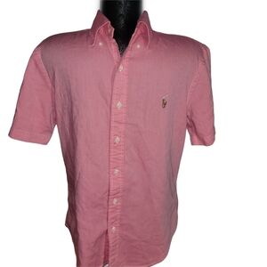 Ralph Lauren Men's Pink Short Sleeve Button Up Shirt M